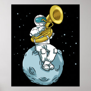 Poster Tuba Cadeau Astronaut Marching Musique Musique Sou