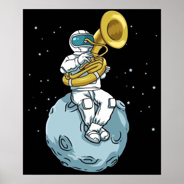 Poster Tuba Cadeau Astronaut Marching Musique Musique Sou (Devant)