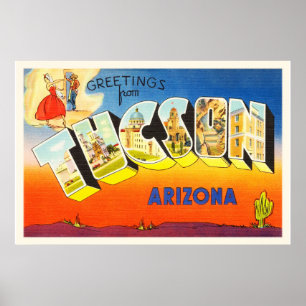 Poster Tucson Arizona AZ Vieux souvenir Vintage voyage