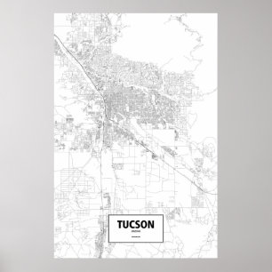 Poster Tucson, Arizona (noir sur blanc)