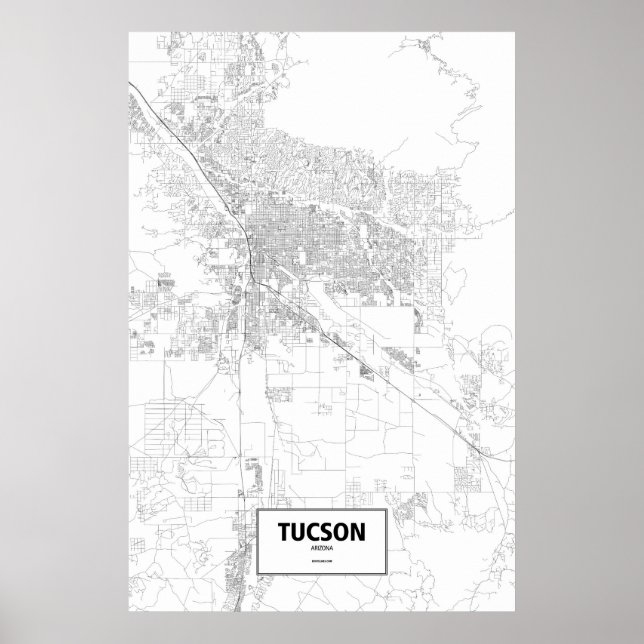 Poster Tucson, Arizona (noir sur blanc) (Devant)
