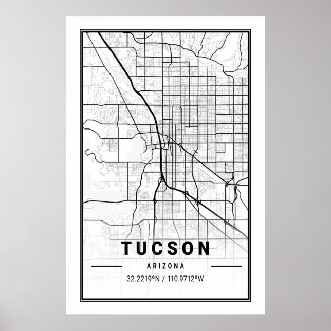 Poster Tucson Arizona USA Travel City Carte (Devant)