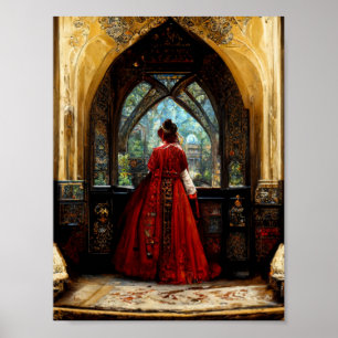 Poster Tudor femme en robe crimson