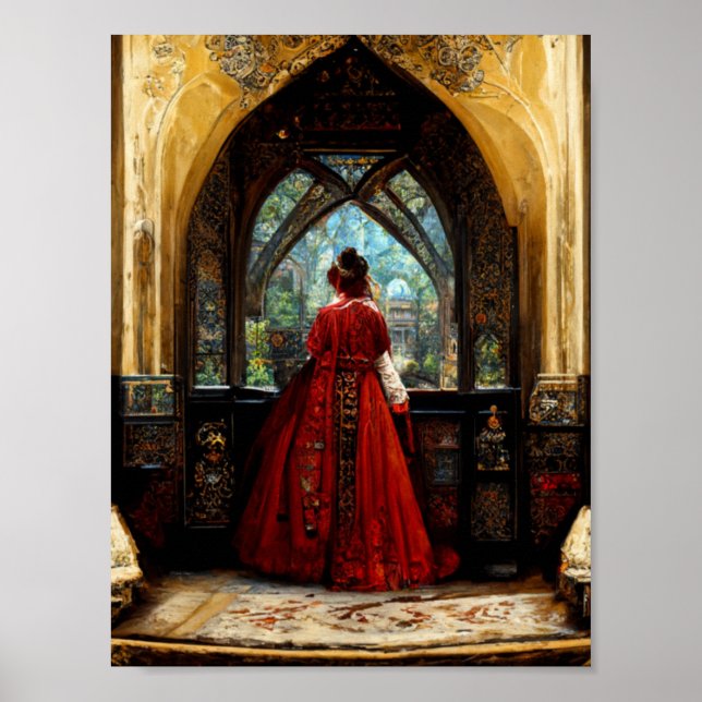 Poster Tudor femme en robe crimson (Devant)