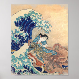 Poster Tuer la pieuvre au large de Kanagawa 