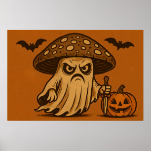Poster Tueur Shroom Éffrayant fantôme avec couteau