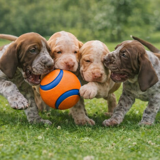 Poster Tug-of-War de chiots joueurs