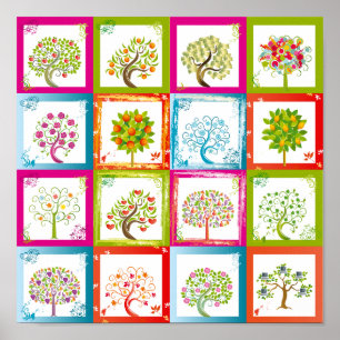 Poster Tuiles d'arbre 4x4