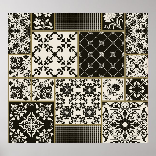 Poster Tuiles de Majolica Motifs islamiques. (Devant)