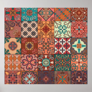 Poster Tuiles portugaises : Talavera Style Azulejo.