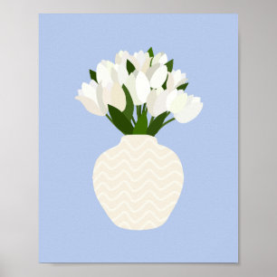 Poster Tulip Arrangement Floral Vase Bleu