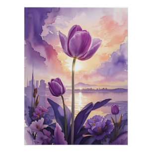 Poster Tulipe pourpre