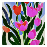 Tulipes Aux Couleurs Fortes Art Floral Rose