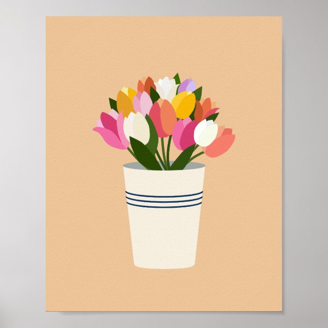 Poster Tulipes Colorées Dans Un Vase (Devant)
