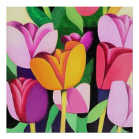 Tulipes colorées multicolores Art Abstrait