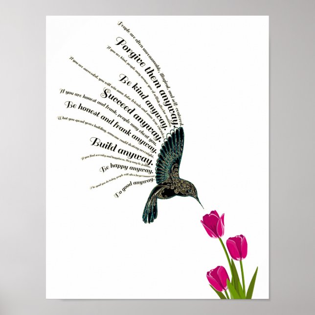Poster Tulipes de colibri de prière inspirante (Devant)