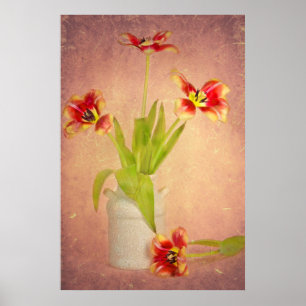 Poster Tulipes de printemps en texture