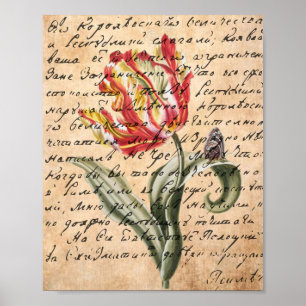 Poster Tulipes de printemps et écriture manuscrite