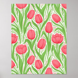 Poster Tulipes en rouge et vert