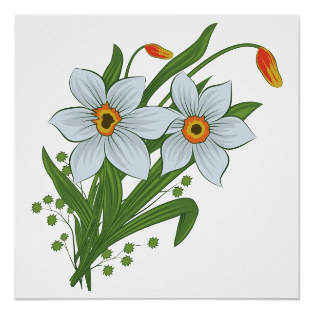 Poster Tulipes et jonquilles Fleurs (Devant)
