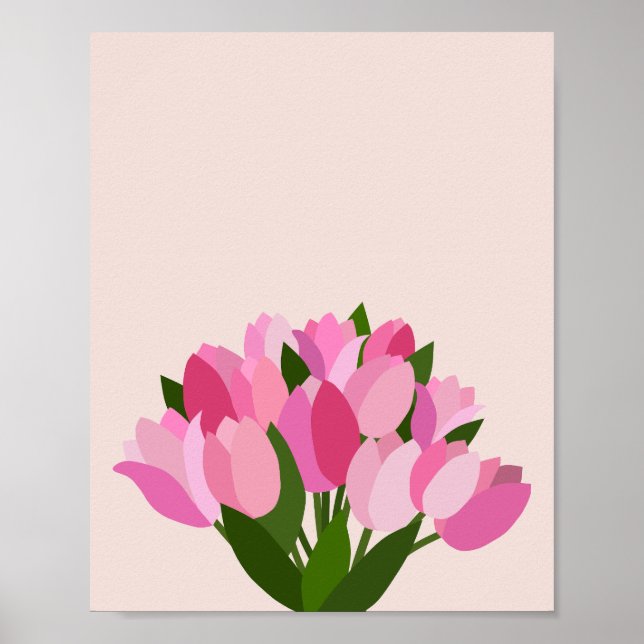 Poster Tulipes fraîches Fleurs roses (Devant)