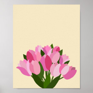Poster Tulipes Fraîches Pastel Jaune Et Rose