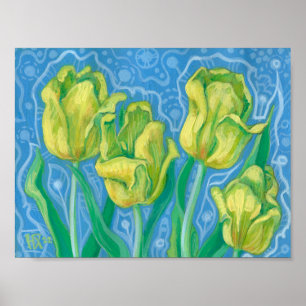 Poster Tulipes Jaunes, Fleurs De Printemps Art Floral Pei