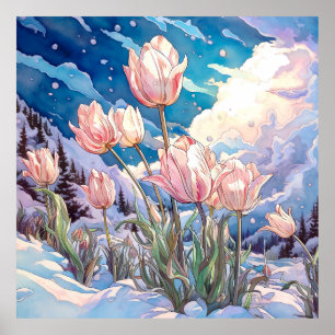 Poster Tulipes Mur Art, Carré Floral