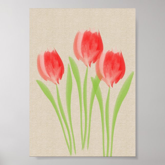Poster Tulipes rousses brillantes (Devant)