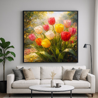 Poster Tulips Garden - Painterly Style Art