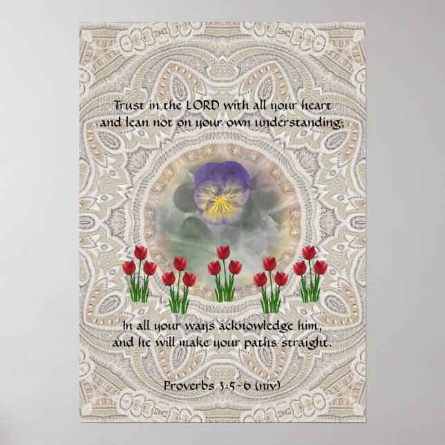 Poster Tulips Viola ~ Proverbes 3:5-6 (Devant)