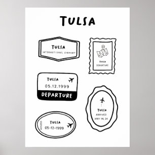 Poster Tulsa - Collection de timbres de voyage   Minimali