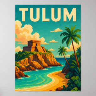 Poster Tulum Mexique Art Vintage voyage