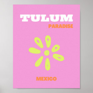 Poster Tulum, Mexique, Preppy, rose