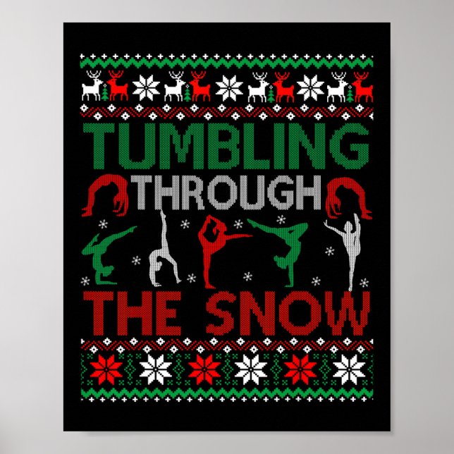 Poster Tumbling Gymnastics Ugly Christmas Sweater Party  (Devant)