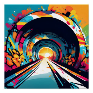 Poster Tunnel Avec Graffiti Art