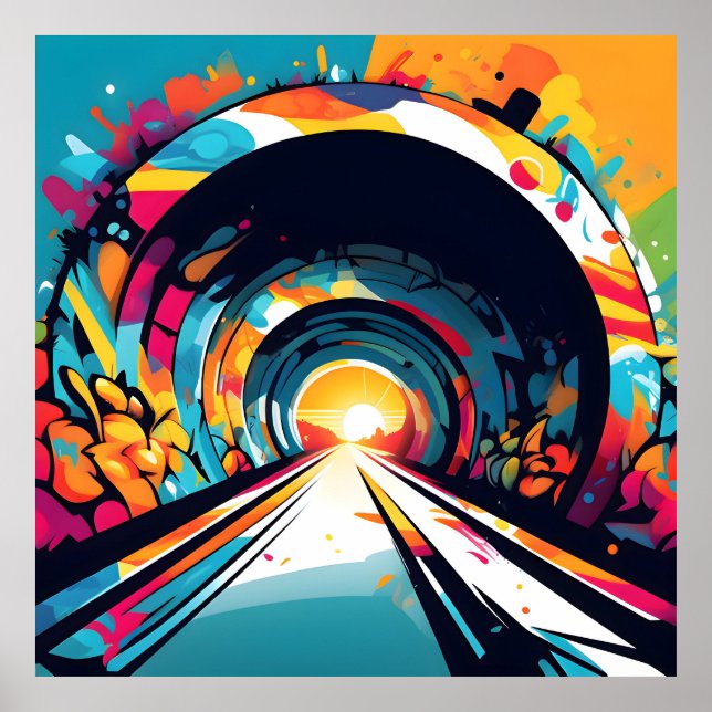 Poster Tunnel Avec Graffiti Art (Devant)
