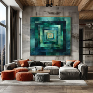 Poster Tunnel Géométrique Art Abstrait – Sarcelle et Vert