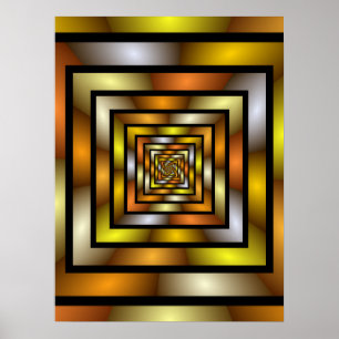 Poster Tunnel lumineux coloré Trippy Fractal Graphisme