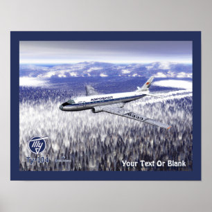 Poster Tupolev (Туполев) Tu-104 Over Siberia