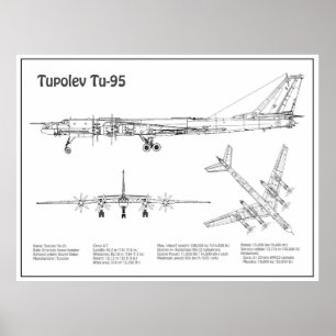 Poster Tupolev Tu-95 - Plan de plan d'avion BD