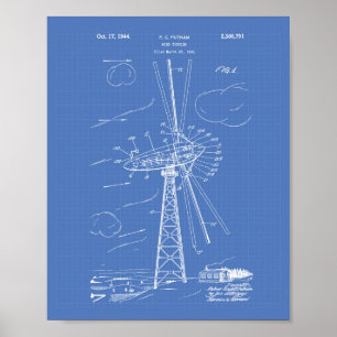 Poster Turbine éolienne 1944 Plan directeur de l'art des 