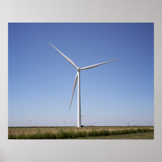 Poster Turbine éolienne dans un terrain rural de l'Oklaho (Devant)