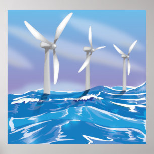 Poster Turbines de puissance du vent marin