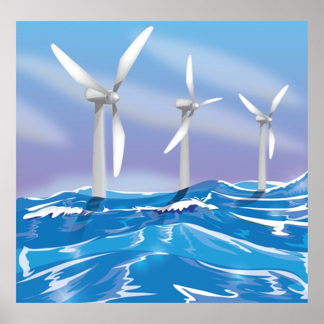 Poster Turbines Sea Wind Power (Devant)