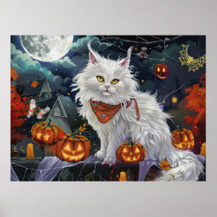 Poster Turc Angora Chat Halloween Éffrayant