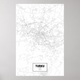 Poster Turku, Finlande (noir sur blanc)