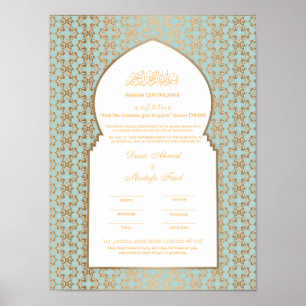 Poster Turkuaz avec certificat Gold nikkah