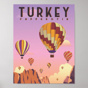Poster Turquie Cappadoce célèbre lieu de voyage Illustrat