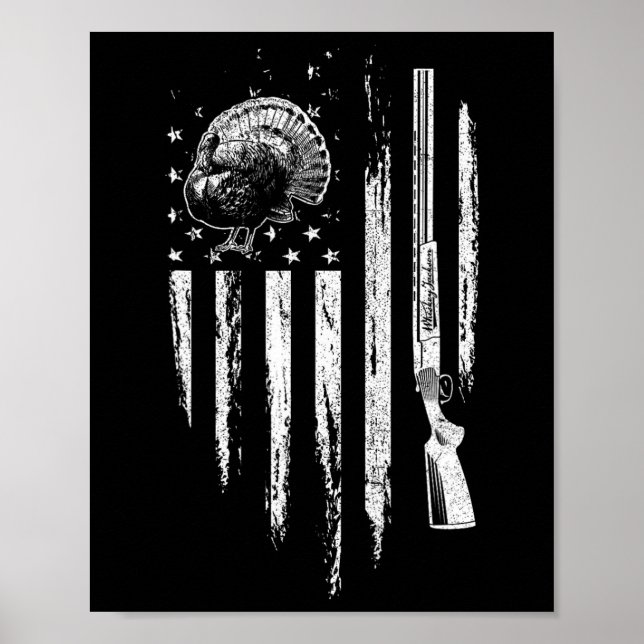 Poster Turquie Chasse Drapeau Américain Tonnerre poulet C (Devant)